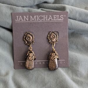 Jan Michaels Of San Francisco Designer Earring Pierced Dangle Natural Stones